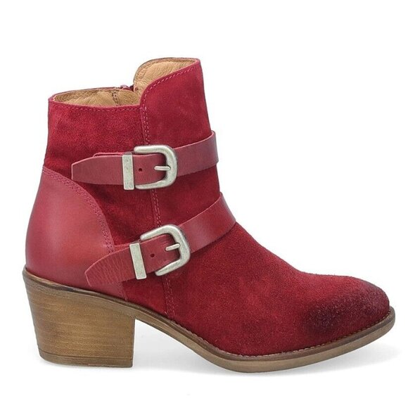 Miz Mooz Dayla Merlot Suede Ankle Boots Leather Straps Buckles Women's 37/6.5-7 - Picture 2 of 12